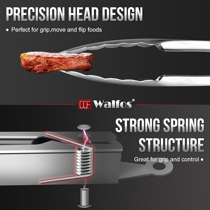 Tong for cooking, Walfos kitchen tongs set of 2 - Image 3