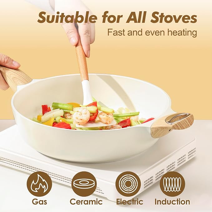 SENSARTE Ceramic Cookware Sets, Pots and Pans Set Nonstick, 20-Piece Induction - Image 5