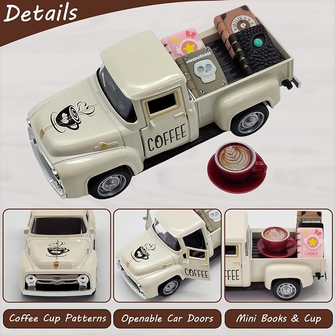 Coffee Bar Decor Vintage Mini Metal Pickup Truck Decor - Image 4