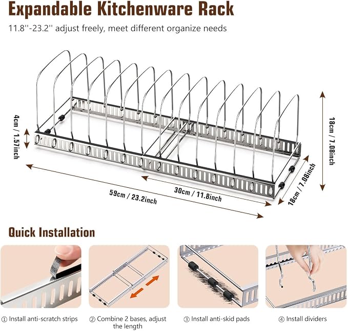 Housolution Cutting Board Organizer Rack, Expandable Baking Tray and Cookie - Image 5