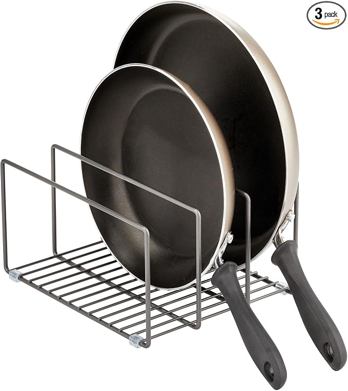 mDesign Metal Pan Organizer for Kitchen Cabinet, Pantry Shelf by mDesign