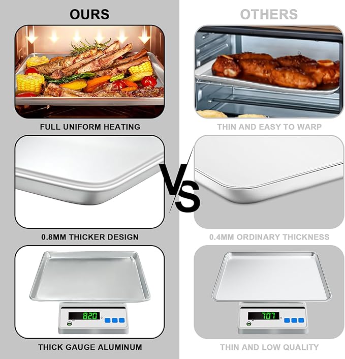 Half Sheet Pans with Rack Set, 18 Inch Commercial Quality Baking Sheet Pan Set - Image 3