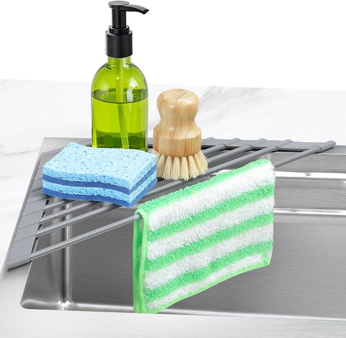 Ohuhu Triangle Roll Up Dish Drying Rack, Anti-Slip Organizer by Ohuhu