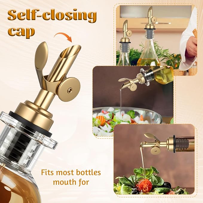 2 PCS Oil Spout, Olive Oil Pour Spout, Self Closing Liquor Bottle Pourers - Image 4