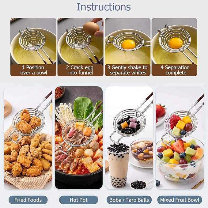 Semi Automatic Whisk & Egg Yolk Separator, Stainless Steel Mini Hand Push Whisk - Image 6