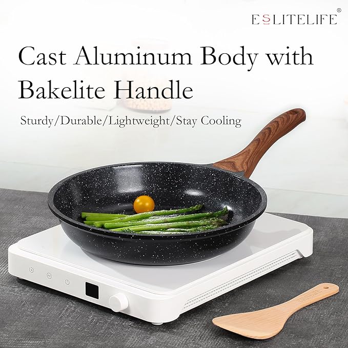 ESLITE LIFE Nonstick Ceramic Frying Pans Skillets Set, Non-Toxic Egg Omelette - Image 5