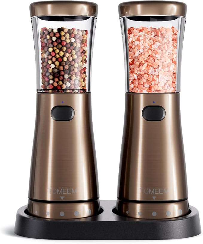 Electric Salt and Pepper Grinder Set by Tomeem