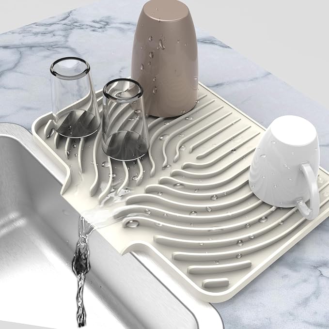 Silicone Drying Mat for Kitchen Counter, Dish Drying Rack Matt by JOOKKI