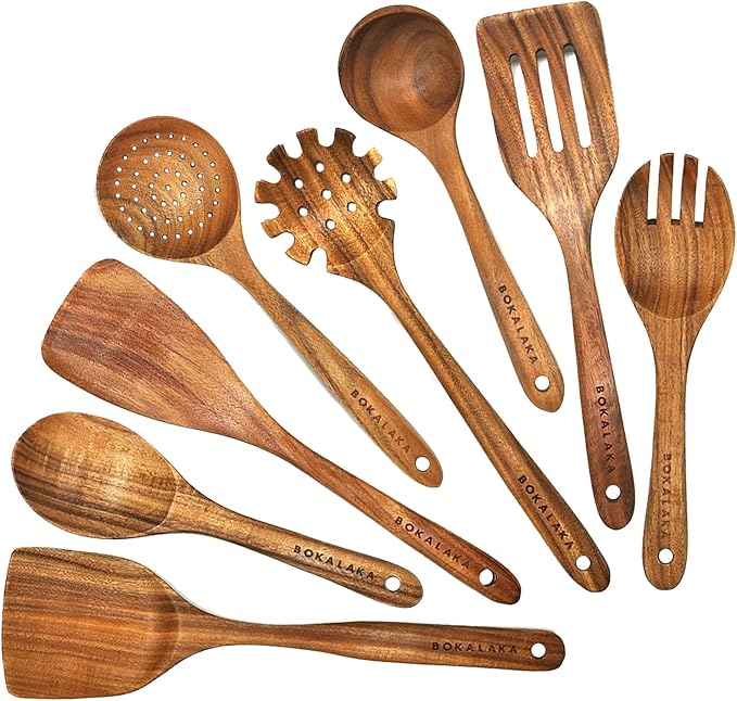 Teak Wooden Spoons for Cooking by BOKALAKA