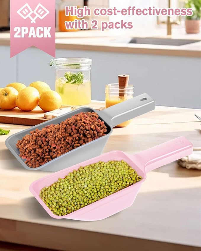 2 Cup Dog Food Scoop, Plastic Pet Food Scoop - Image 2