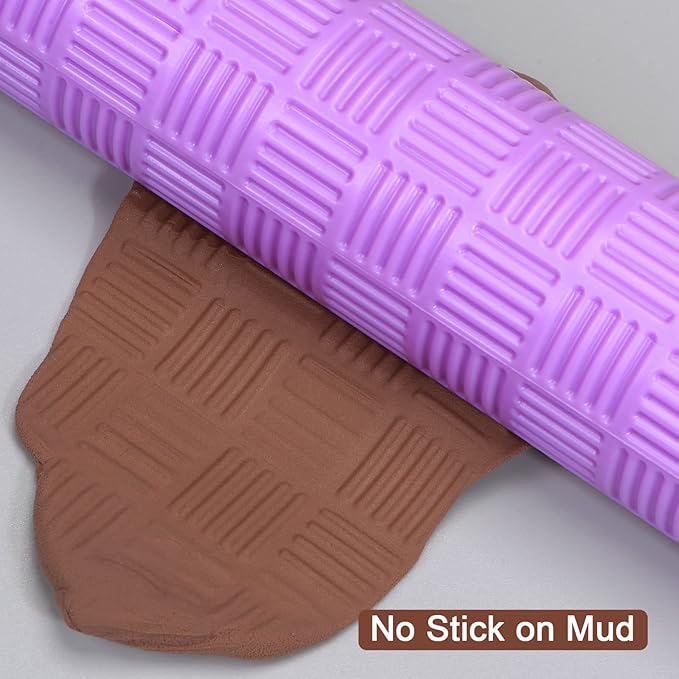 HARFINGTON Pattern Embossed Rolling Pin 14.57" x 1.97" Strip 3D Pattern PP - Image 5