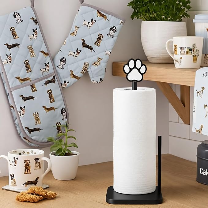 Leinuosen Dog's Paw Paper Towel Holder Farmhouse Dog's Paw Wooden Paper Towel - Image 5