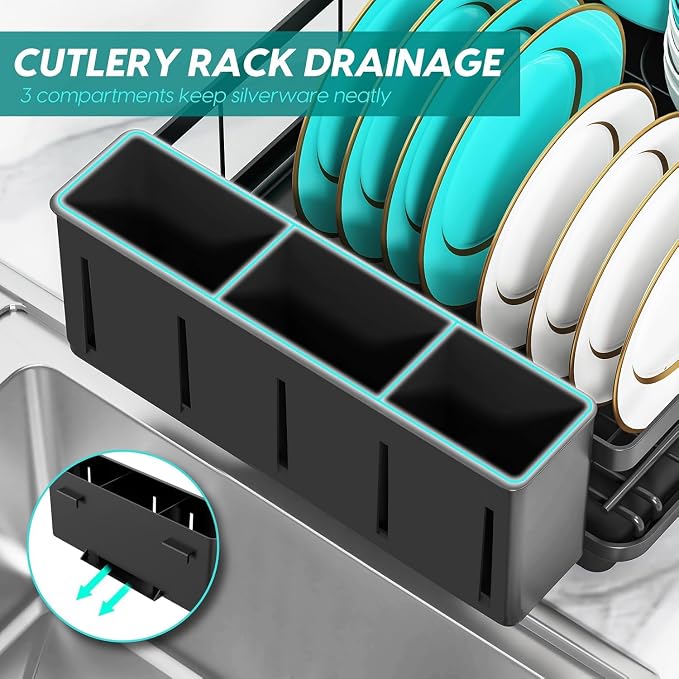 MERRYBOX Dish Racks for Kitchen Counter, 2025 Upgrade Large Sink Dish Drying - Image 5