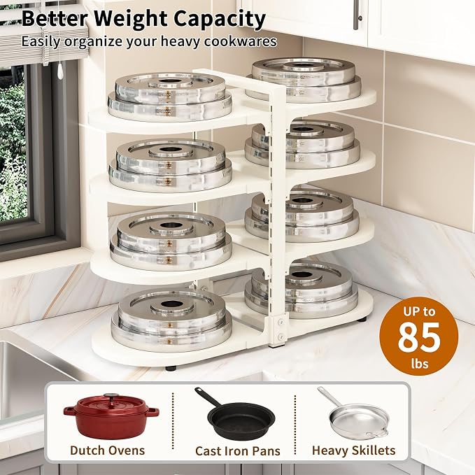 Adjustable Heavy Duty Pots and Pans Organizer Under Cabinet, 8-Tier Pot and Pan - Image 2