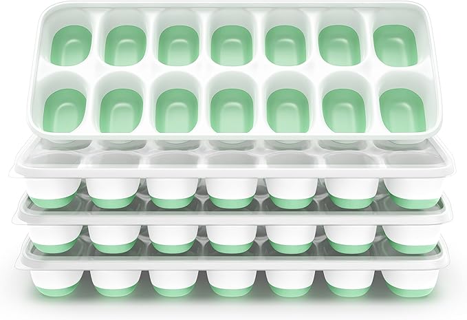 ChefAide Ice Cube Tray with Lid, 4 Packs 56 Cubes Durable Stackable Ice Cube by ChefAide