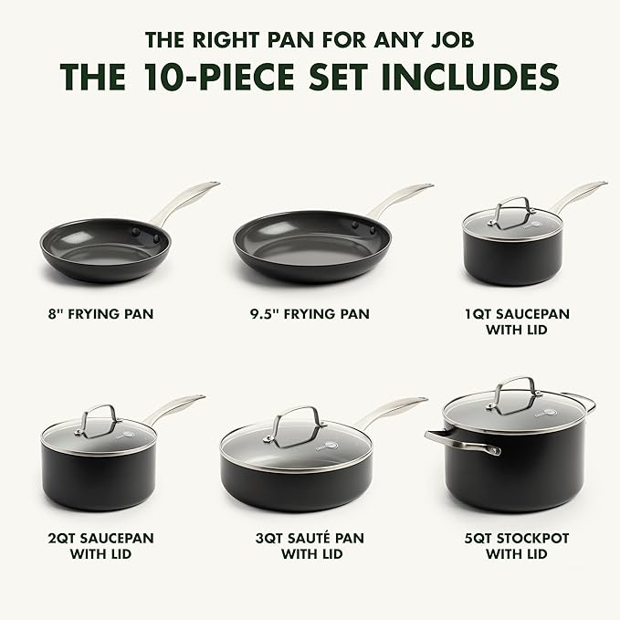 GreenPan Canterbury Hard Anodized Healthy Ceramic Nonstick, 10 Piece Cookware - Image 5