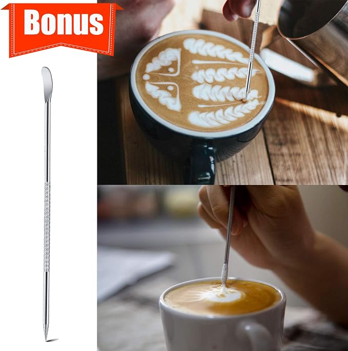 Milk Frothing Pitcher, 12oz Espresso Steaming Pitchers Stainless Steel - Image 8