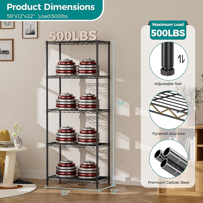 SINGAYE Shelf Wire Shelving Adjustable Storage Shelves Rack Standing Units - Image 3