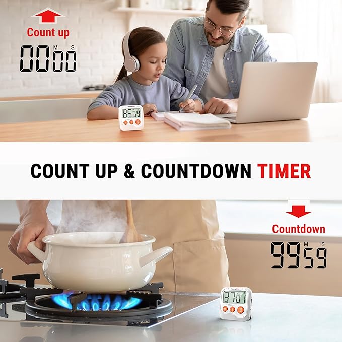 TempPro TM03 Digital Timer for Kids & Teachers, Kitchen Timers for Cooking - Image 5