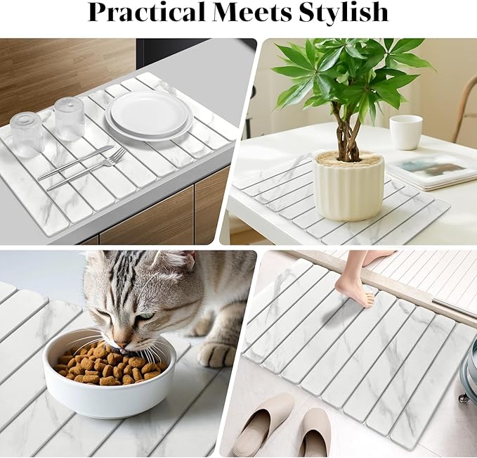 Large Stone Dish Drying Mats for Kitchen Counter, Fast Drying Collapsible Dish - Image 7