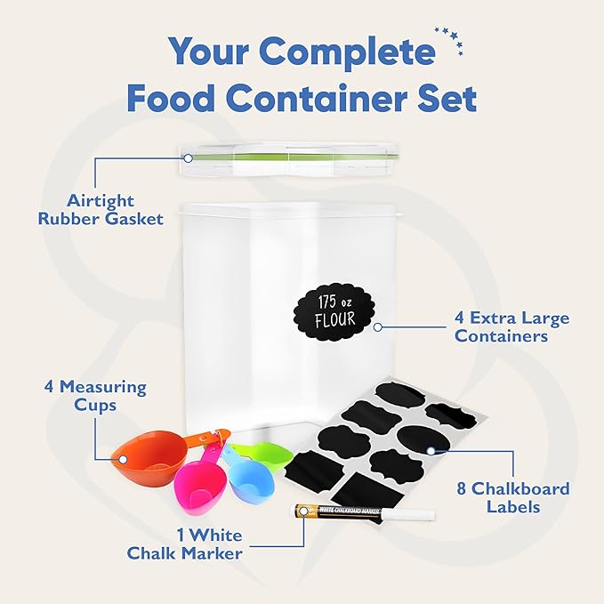 Chef's Path Kitchen Storage Box Set of 4 Extra Large Airtight Food Storage Jars - Image 2