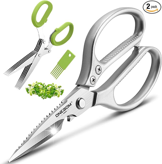ONEBOM Kitchen Shears 2 Pack, Apartment Kitchen Accessories Cooking Shears by OneBom
