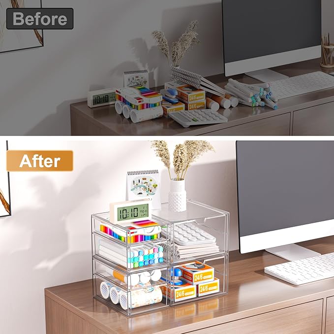 YFXCVSL Clear Stackable Storage Drawers, Acrylic Makeup Organizer - Image 5