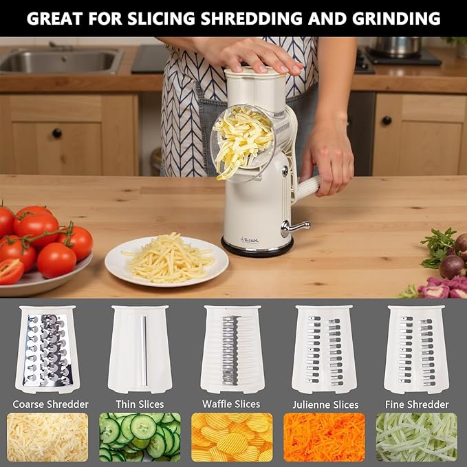 5-in-1 Rotary Cheese Grater Vegetable Slicer - Image 6