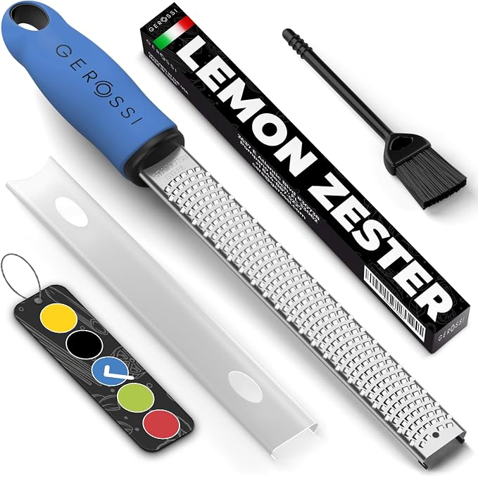 Stainless Steel Cheese Grater & Lemon Zester w/Extra Sharp Blade by GEROSSI