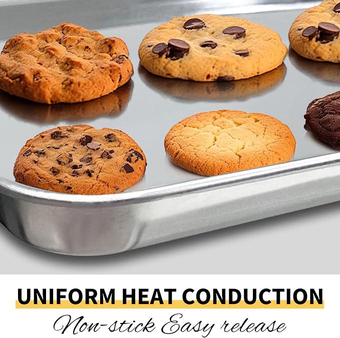 Commercial Quality Baking Sheet Pan Set, Natural Stainless Steel Cookie Sheet - Image 4
