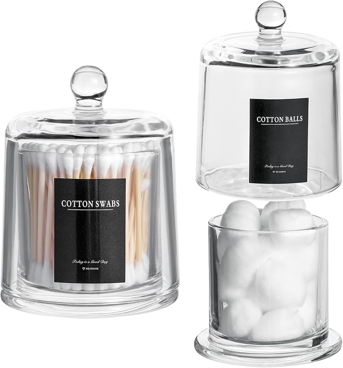 Qtip Holder Thick Glass Apothecary Jars by rejomiik
