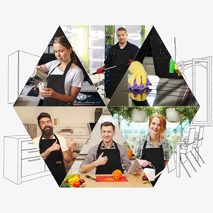 Yuubin Extra Large Aprons for Men Adjustable Button Apron - Image 5