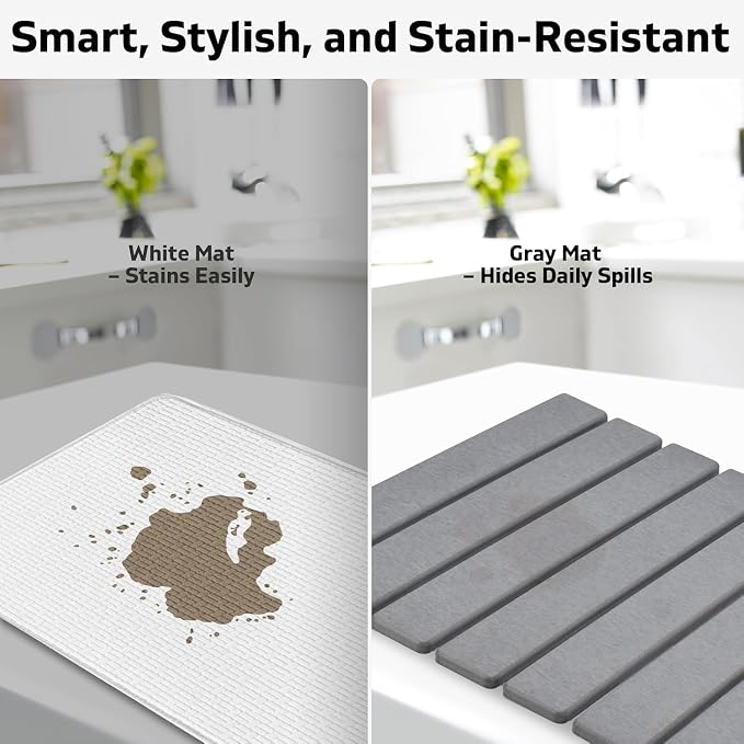 Stone Dish Drying Mat for Kitchen Counter – Collapsible 24"×16 Super Absorbent - Image 5