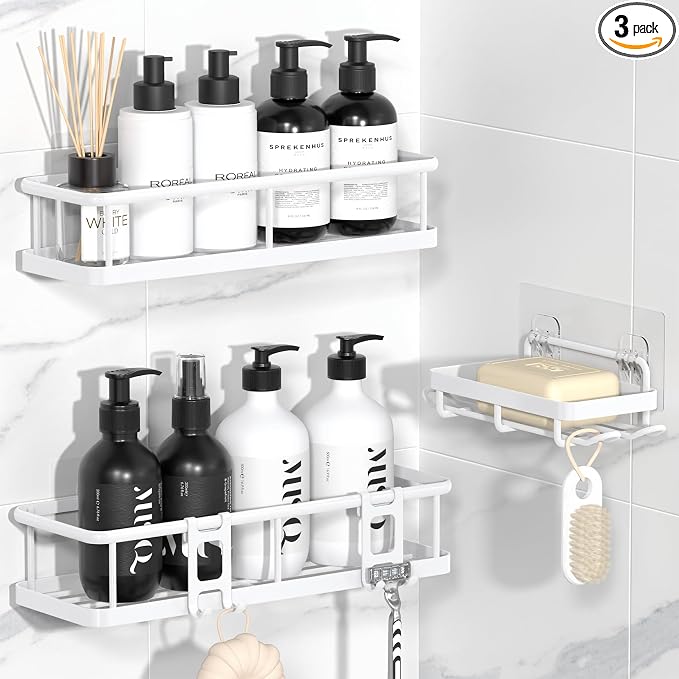 YASONIC Shower Caddy Adhesive, No Drill Bathroom Shower Organizers, by YASONIC