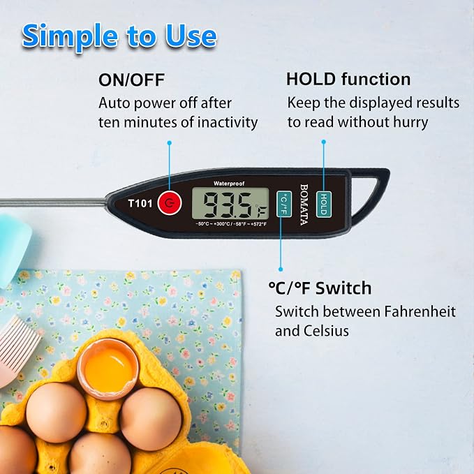 BOMATA 6 Pack Waterproof IPX7 Meat Thermometer Instant Read Food Thermometer - Image 5