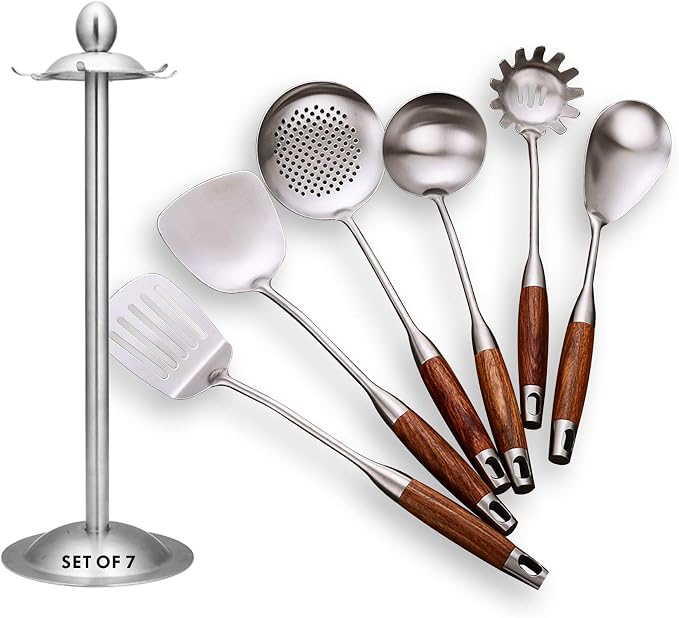 Cooking Utensils Set, Heat Resistant Wooden Handle Kitchen Tools by GXONEHomeKitchen