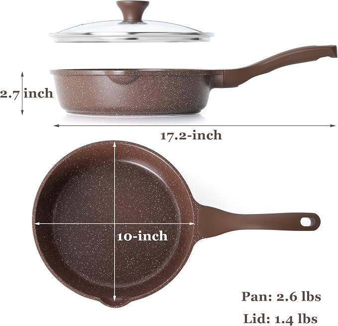SENSARTE Nonstick Deep Frying Pan Skillet, 10-inch Saute Pan - Image 6