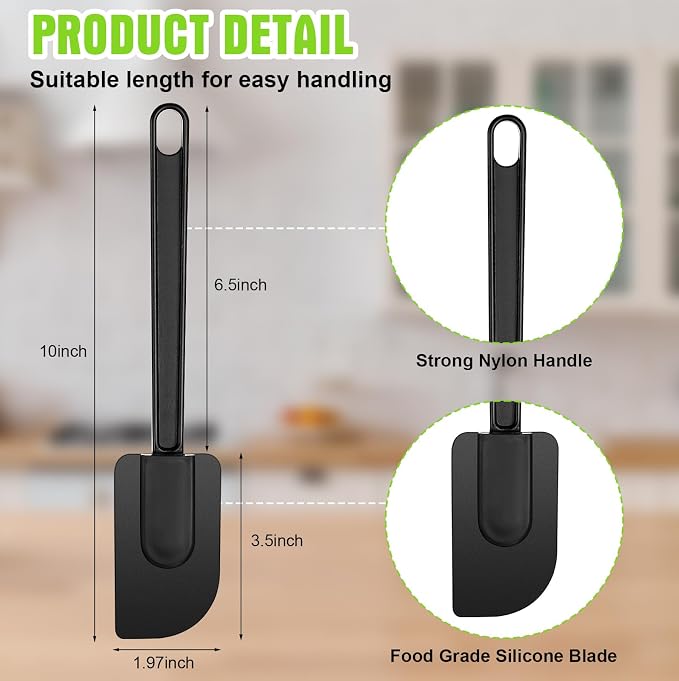 Meekoo 5 Pieces 10 Inch Rubber Spatula, 500°f High Heat Resistant Silicone - Image 2