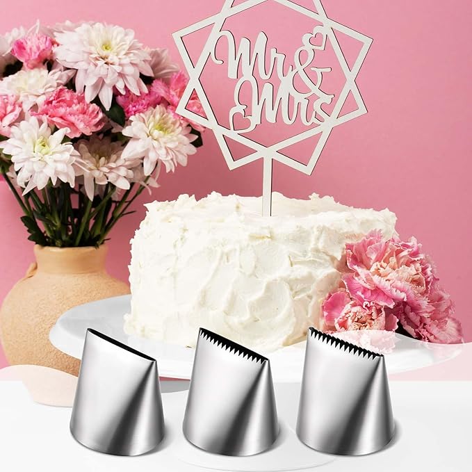Ptwola 3 PCS Piping Tips Set Large Frosting Piping Kit Stainless Steel Cake - Image 7