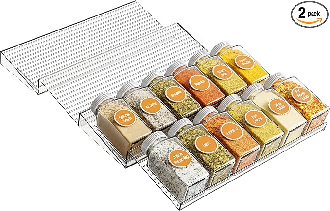 Yieach 4 Pack Adjustable In Drawer Spice Organizer by Yieach