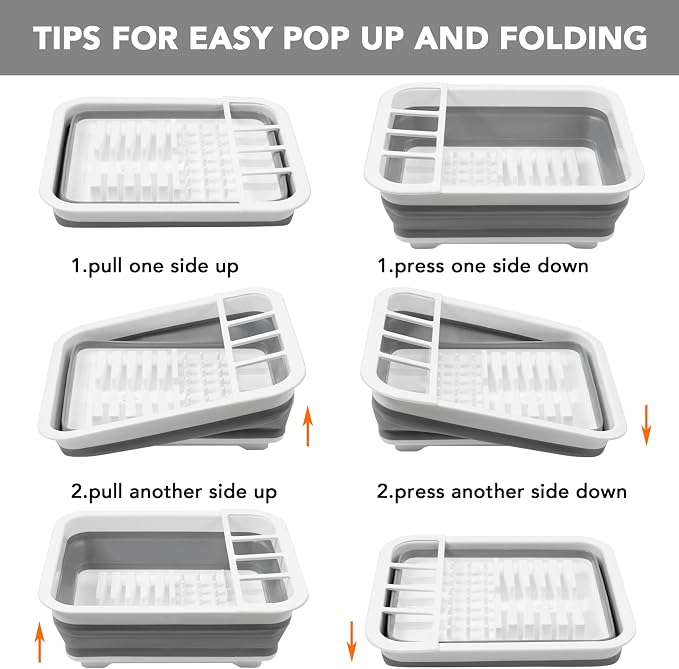 Tiawudi Collapsible Dish Drying Rack, Pop Up Dinnerware Drainer, Portable Plate - Image 7