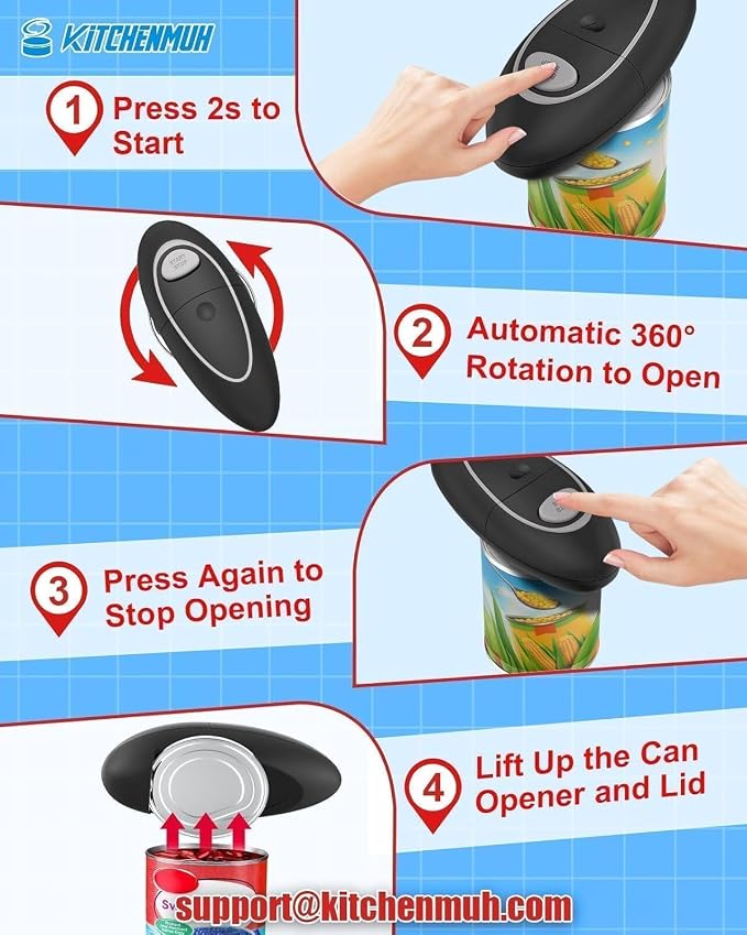 One Touch Electric Can Opener Fits All Can Sizes - Image 2