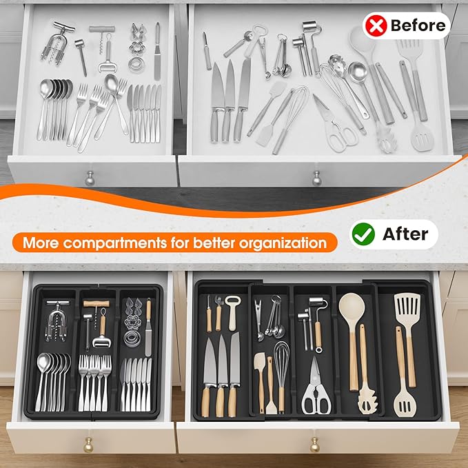Large Silverware Organizer, Expandable Utensil Drawer Organizer - Image 4