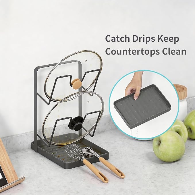 Kitchen Pot Lid Storage Rack, Stainless Steel Pot Lid Holder while Cooking - Image 5