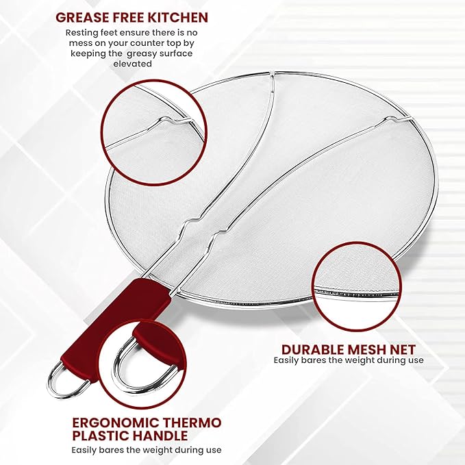 13" Grease Splatter Screen for Cooking | Stainless Steel Oil Splatter Guard and - Image 4