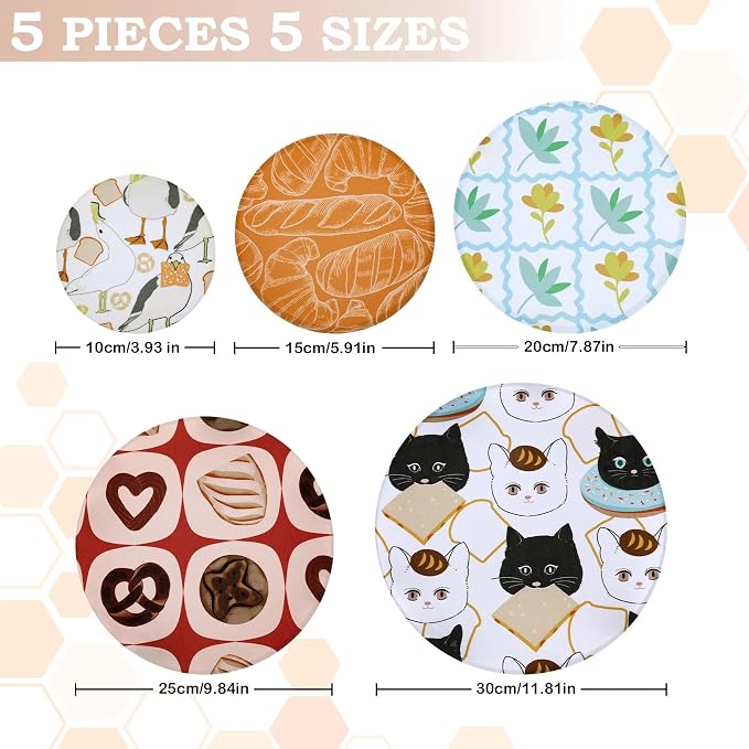 5-Size Reusable Beeswax Bowl Covers - Image 2
