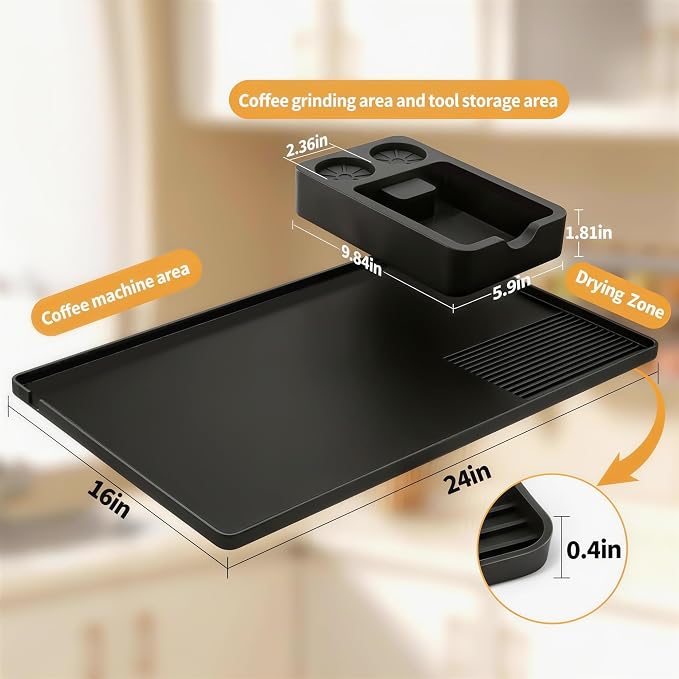 Silicone Coffee Mat and Espresso Tamping Mat, Detachable Espresso Coffee Bar - Image 2