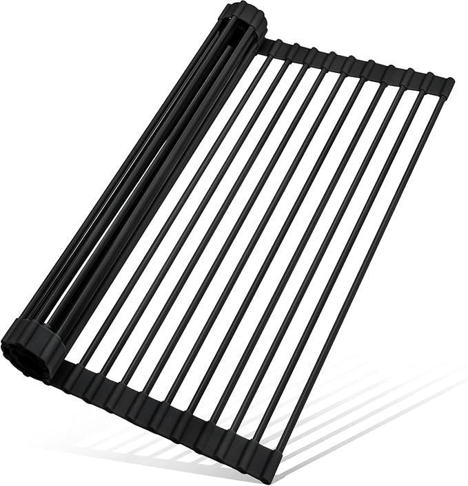 MERRYBOX 20.5" x 13" Roll Up Dish Drying Rack Silicone Wrapped Over The Sink by MERRYBOX