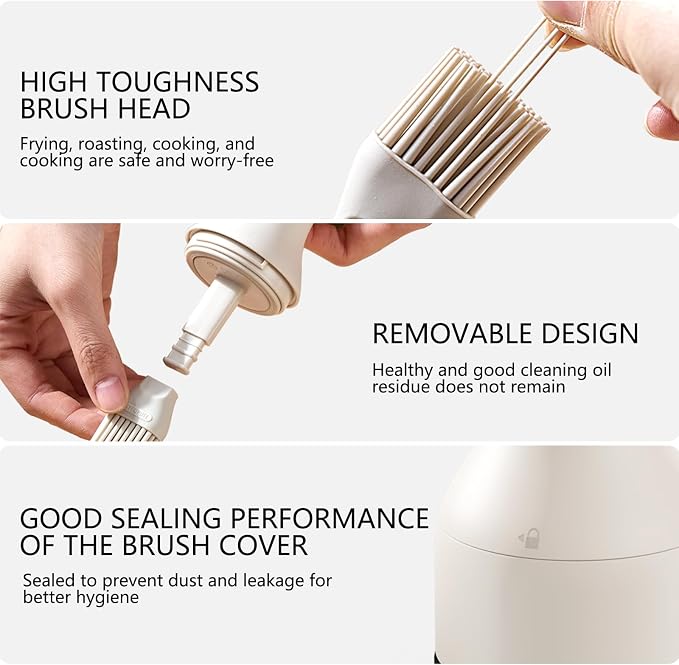 2-in-1 Oil Brush Bottle with Silicone Brush Head, Borosilicate Glass Oil - Image 2