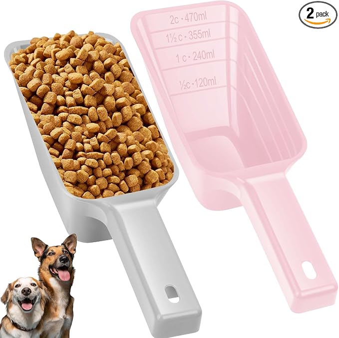 2 Cup Dog Food Scoop, Plastic Pet Food Scoop by Aosnare